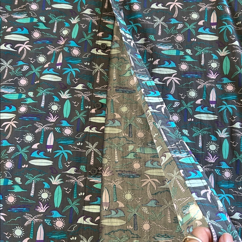 O’Neill modern gray surfer palm tree, organic cotton button down shirt XXL​ - Picture 2 of 9